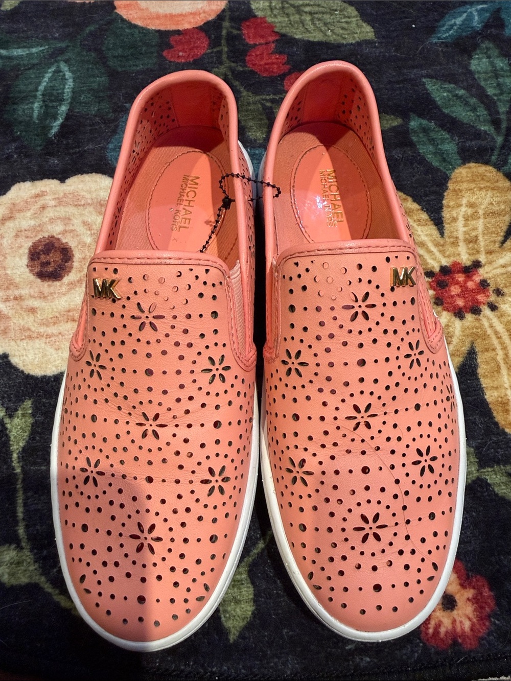 Michael Kors Coral Perforated Slip-On Mules